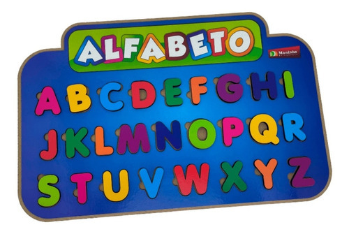 Painel Alfabeto Brinquedo Educativo Letra Madeira Pedagógico