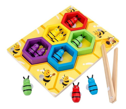 Juguete Colmena Abejas De Madera Motricidad Montessori