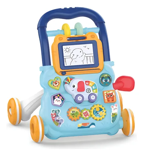 Andador De Empurrar Infantil Com Atividades Azul - Maxi Baby
