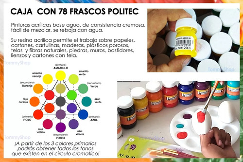 Pintura Politec 78 Frascos 15 Ml Acrilica Estuche Mayoreo