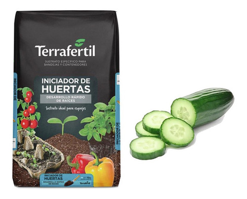 Sustrato Huertas Terrafertil 10lt Semillas De Pepino Verde