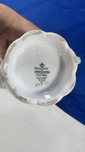 Cafetera Tetera En Porcelana Germany Floreada Blanco Flores (Usado)