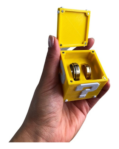 Caixinha Estojo Para Alianças Lucky Block Exclusivo Mario Cor Amarelo