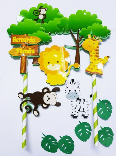 Topo De Bolo Topper Personalizado Mêsversário Safari