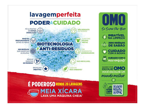 Lava Roupas Pó Omo Lavagem Perfeita 1,6kg +150g