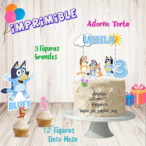 Cake Topper Bluey Adorno Torta Cumpleaños