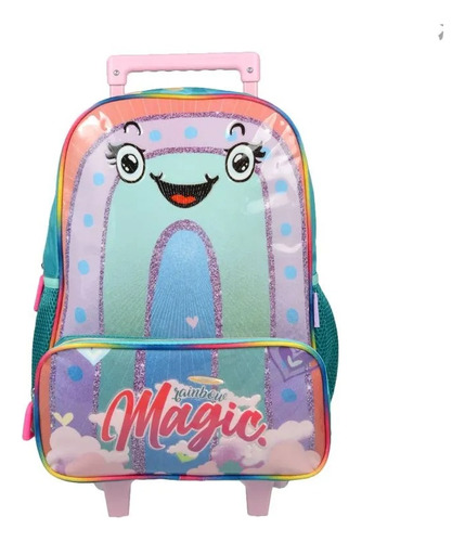 Mochila 16  Con Carro Arco Iris Rainbow Lsyd