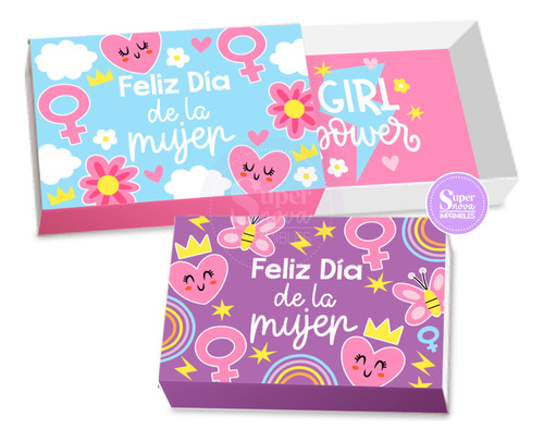 Kit Imprimible Cajas Fosforeras Día Mujer Girl Power