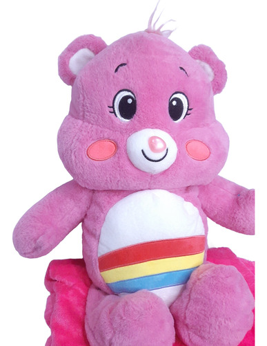 Peluche Ositos Cariñositos 60cm Gruñocito Rosa/azul C/ Manta Osito Cariñoso Rosa