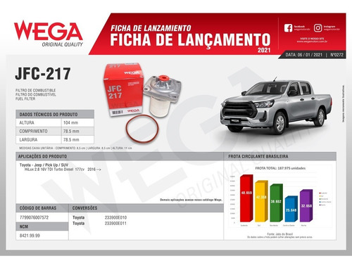 Imagem 3 de 5 de Filtro Combustível Toyota Hilux Tdi Turbo 2.8 16v 2016 2017