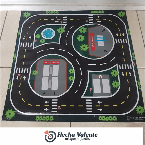 Imagem 2 de 10 de Pista Tapete De Lona P/ Brincar De Carrinho Hot Wheels