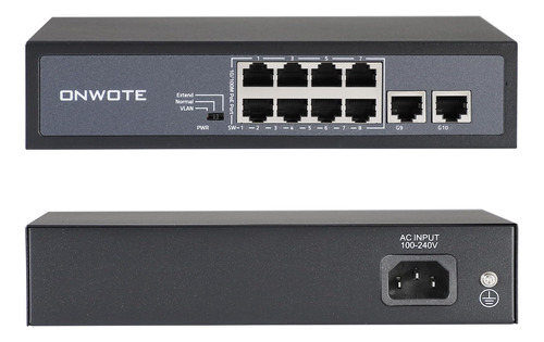 Onwote Conmutador Poe Ethernet De 8 Puertos 120w(acv), 2 Pue