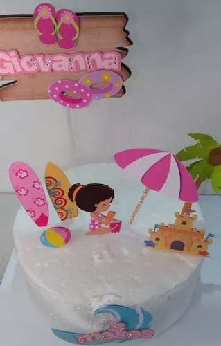 Kit Topper Topo De Bolo Festa Infantil Tema Criança Praia