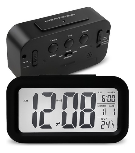 Reloj de mesa  despertador  LCD Smart Optical  color negro 