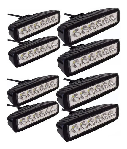 Pack X8 Foco Led Auto Focos Neblineros Led Barra Led 4x4 18w