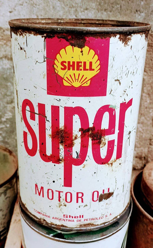 Lata Antigua Shell Super Motor Oil Litro Sin Tapa 