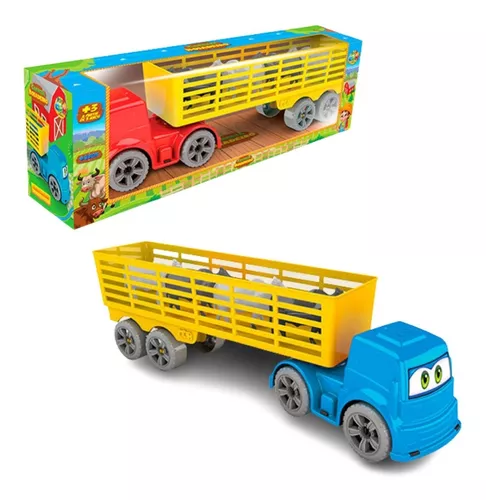 Brinquedo Infantil Caminhão Carreta Bitrem Boiadeiro 10 Bois