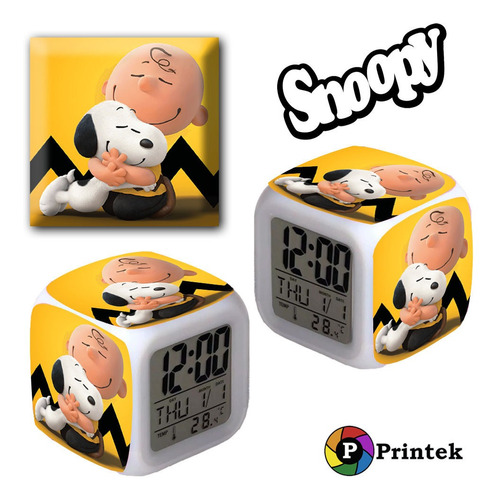 Reloj Despertador Iluminado Snoopy Y Charlie Brown