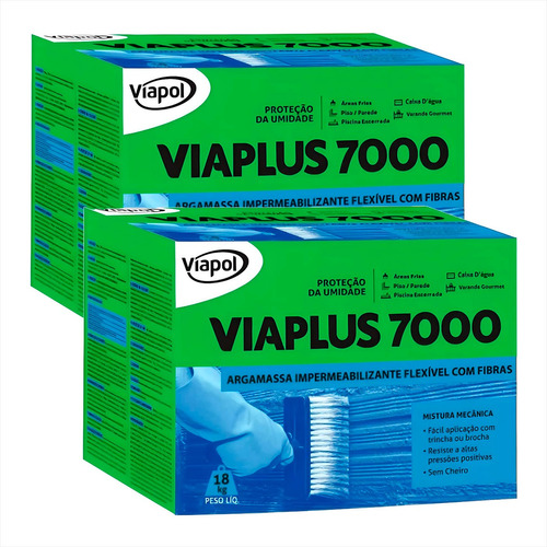Impermeabiliza Viaplus 7000 18kg Viapol - Kit C/2 Unidades