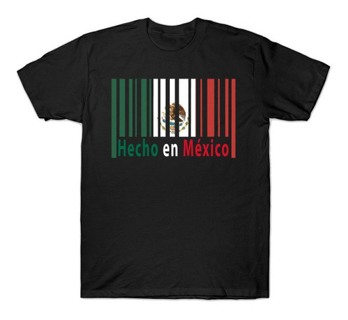 Playera Camiseta Hecho En Mexico Codigo De Barras Bandera Me