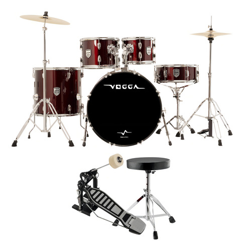 Bateria Vogga Jam Vpd422 10 12 14 16 22 C/ Banco E Prato Mtb Cor Wr Wine Red