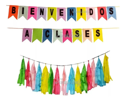 Letrero/banner Bienvenidos A Clases Fomi + Guirnalda