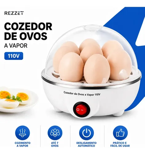 Cozedor Elétrico de Ovos Rezzet Para 7 Ovos Com Desligamento Automático