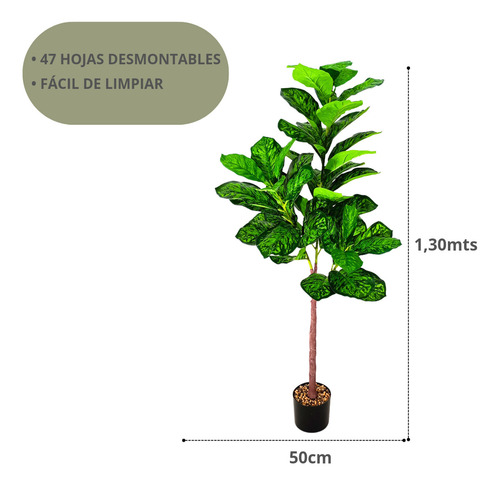 Planta Artificial Grande 130cm Ficus Decoracion Interior Ext Color Verde Claro