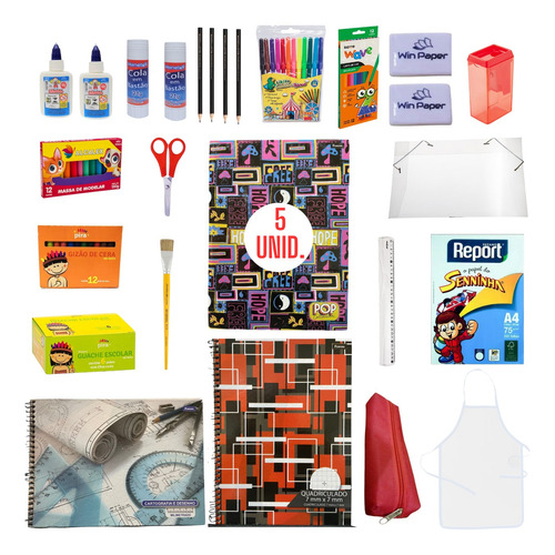 Kit Material Escolar Completo Volta Aulas Infantil 29 Itens