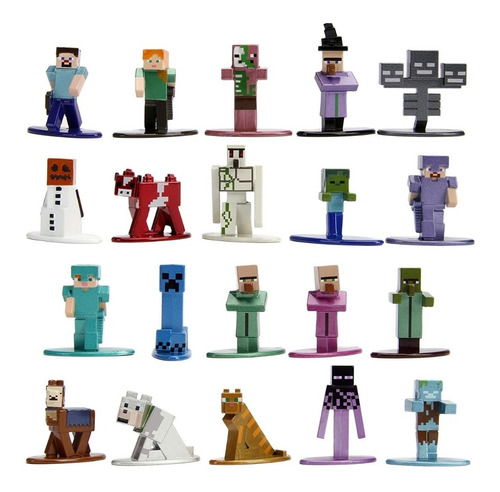 Minecraft Set De 20 Figuras De Metal Nanometalfigs Jada Toys