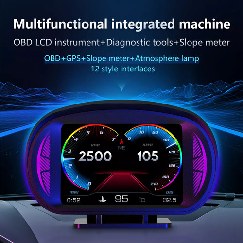 Tela Universal Hud Obd2+gps Smart Gauge De 3,5 Polegadas