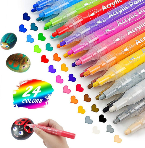 24 Colores Marcadores Pintura Acrílica Permanente Inodoro