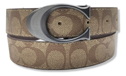 Cinturon Coach Doble Vista Reversible Hombre Mujer Unisex Color Beige Diseño De La Tela Hebilla C Talla M (115cm)