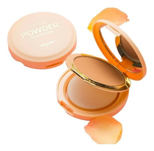 Base de maquillaje en polvo Amor Us Polvo Compacto 11 caramel beige Two way foundation tono caramel beige - 9.464mL 9g