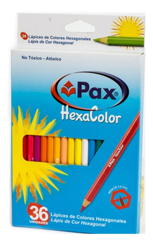 Lapices De Colores Pax Hexacolor X36 Largos Planeta Juguete