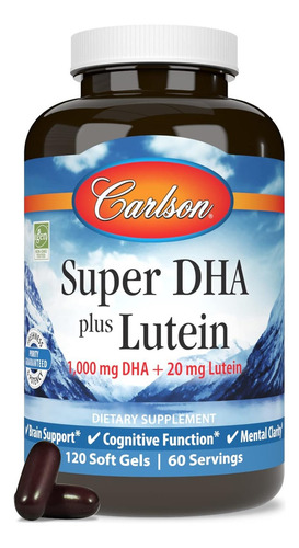 Carlson Labs Super Dha Plus 1000mg, Luteina 20mg 120caps Sabor Sin Sabor