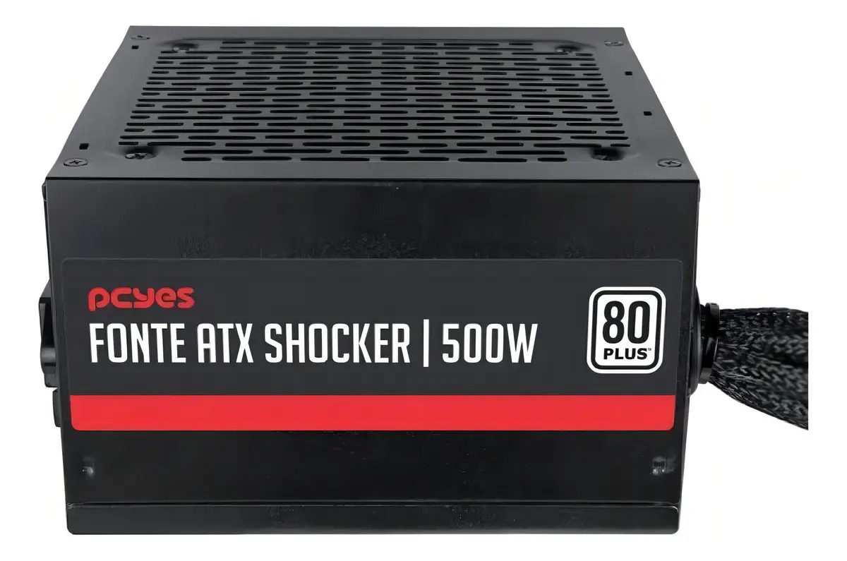Fonte ATX 500W Pcyes Shocker PF500SHW 80 Plus White PFC Ativo