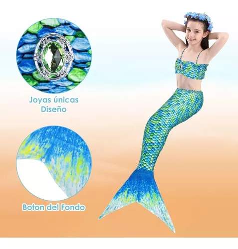 Trajes De Baño De Para Niñas Cola Sirena Bikini 3 Piezas