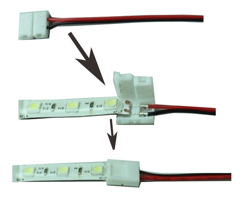 10 Conector 2pines Unir Cable Tira Led 10mm 5050 Sin Soldar 