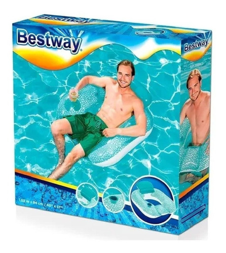 Imagen 3 de 6 de Sillon Colchoneta Inflable Con Posavaso Bestway Para Pileta