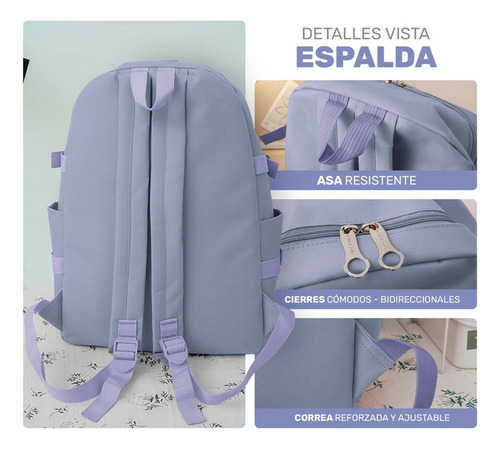 Set De 4 Mochilas Bolsas Escolares Estudiante Lapicera Moda