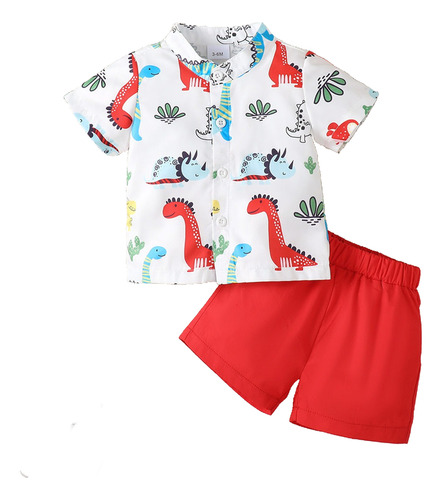 Conjunto 2pcs De Estampada Dinosaurios Para Bebé Niños 0-24m