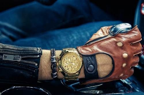 Relogio De Pulso Masculino Dourado De Luxo Prova De Água Wwoor