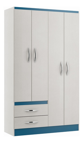 Imagen 2 de 6 de Mueble Ropero Blanco Multicolor 4 Puertas Modelo 2074.01