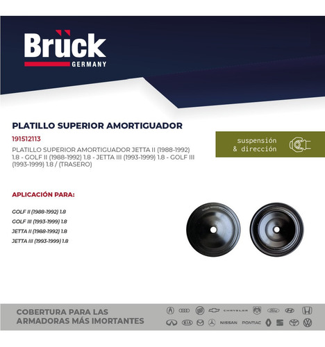 Platillo Amortiguador Jetta 1995 1.8 8v Tras 191512113