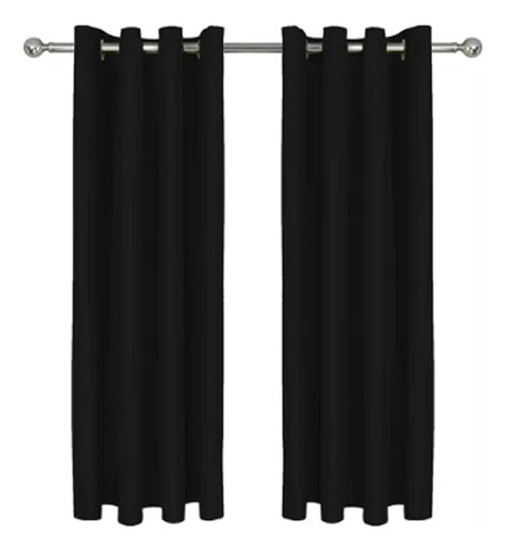 Persiana panel Haussman Blackout Argollas simil seda de 220cm x 140cm liso color negro - pack por 2