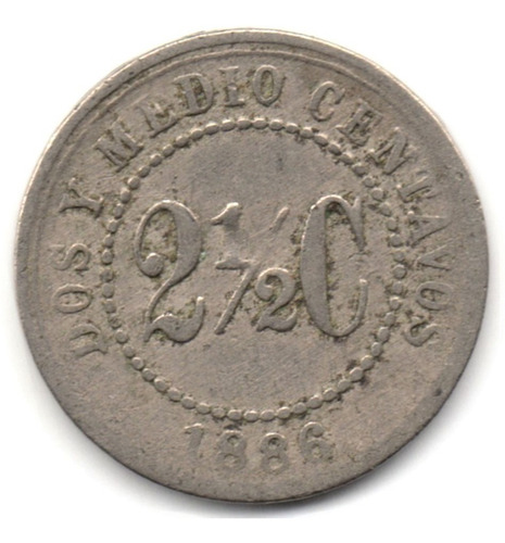2 Y Medio Centavos 1886 Estados Unidos De Colombia