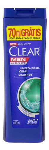 Shampoo Clear Men Anticaspa 2 Em1 Limpeza Diária 400ml