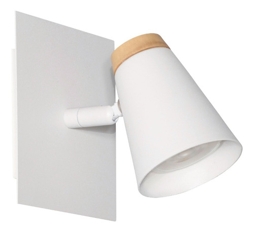 Aplique 1 Luz Eleanor Blanco Con Madera Base Apto Led Mks