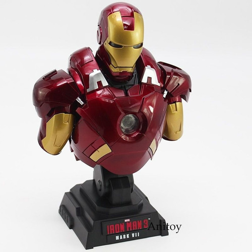 Action Figure Busto Tony Stark Iron Man Mark Vii Com Led